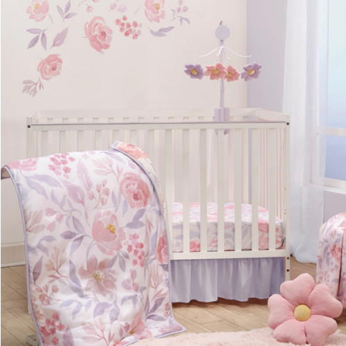 Lavender Floral 3-Piece Crib Bedding Set