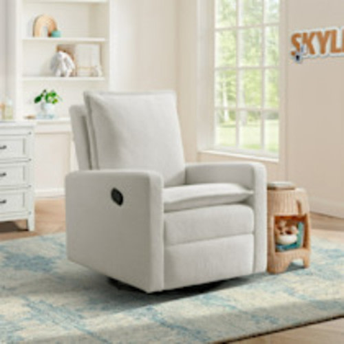 Soho Baby Coventry Sillón Reclinable Tapizado con Giro de 360° para Guardería y Sala de Estar – Bouclé Blanco