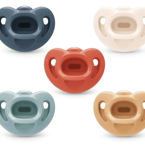 NUK Timeless Comfy Pacifier | 100% Silicone, One-Piece Design | BPA-Free, Gentle on Baby’s Skin | 5-Pack, for 0-6M