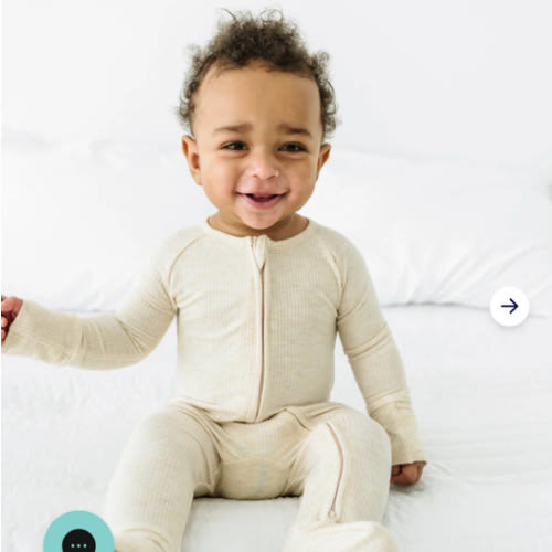 Heather Oatmeal Ribbed Zippy - Little Sleepies