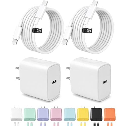 10FT iPhone 17 16 15 Charger Fast Charging USB C Charger Block