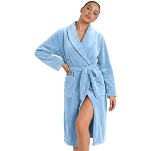 HEARTNICE Womens Fleece Robes, Soft Plush Long Bathrobe, Thick Kimono Robes for Womens, Warm House Coat