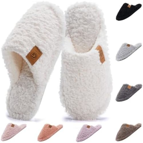 Slippers for Women Fuzzy House Slippers with Memory Foam Slip-on House Shoes Warm Cozy Cashmere Slipper Indoor Washable Bedroom Shoes