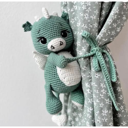 Dragon Curtain Tieback – Crochet Dragon Curtain Holder, Handmade Animal Nursery Decor, Fantasy Nursery Gift