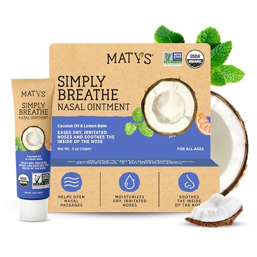Matys Simply Breathe Nasal Ointment – Dry Nose Relief – Soothes Sore Noses from Air Travel, Dry Climates, CPAP Use & More –Natural Saline Alternative for Adults & Kids – 0.5 oz