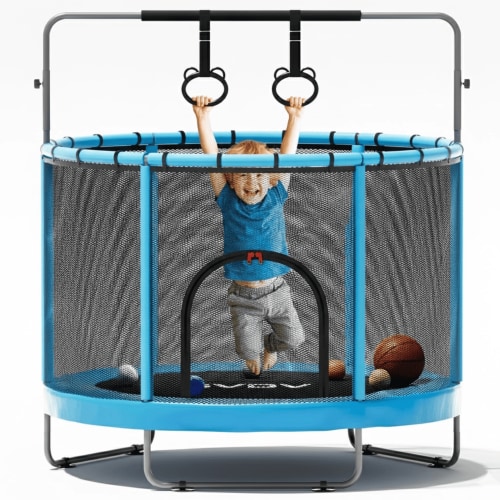 GVDV, Trampoline for Kids, 60" Blue, Enclosure Net and Basketball