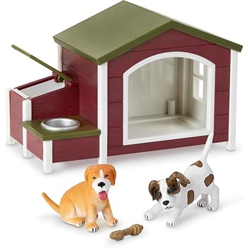 Terra by Battat – 5 Pieces Dog House Playset with Toy Dog Figurines – Durable & Realistic Animal Figures for Toddlers – Educational Playset Encourages Imaginative Play & Early Learning – 3+ Years