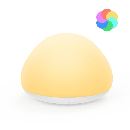 JolyWell Baby Night Light for Nursery, Soft Silicone Tap Control Night Lamp with 8 Color Changing, Stepless Dimming, Rechargeable Portable Night Light for Kids, 1H-Timer, Warm Light for Breastfeeding