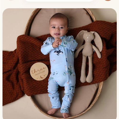 Blue Ocean Organic Baby Snugglesuit Convertible Romper | Snuggle Hunny