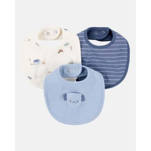 Baby 3-Pack Dog Bibs - Blue/Ivory | Carter's