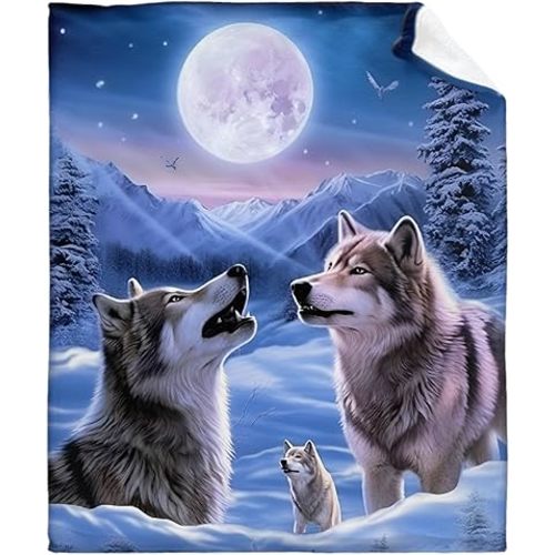Wolf Baby Blanket Gifts Super Soft Swaddle Newborn Cozy Baby Receiving Blanket Stroller Throw Blanket for Crib 40x30 for Baby/Puppy