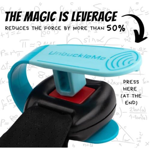 UnbuckleMe Car Seat Buckle Release Tool - Easy Opener Aid for Arthritis, Long Nails, Older Kids - Button pusher for infant, toddler, convertible 5 pt harness car seats - As Seen on Shark Tank (Aqua)