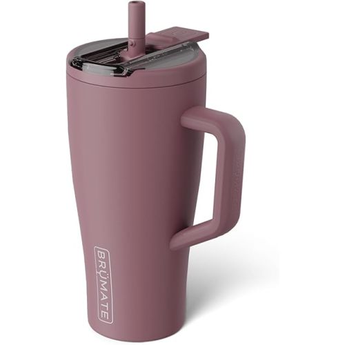 BrüMate Era Flip 30oz Tumbler with 100% Leakproof Covered Straw Lid | Hygienic Covered Straw | Insulated Stainless Steel Water Bottle with Handle | Cup Holder Friendly | BPA-Free (Rose Taupe)