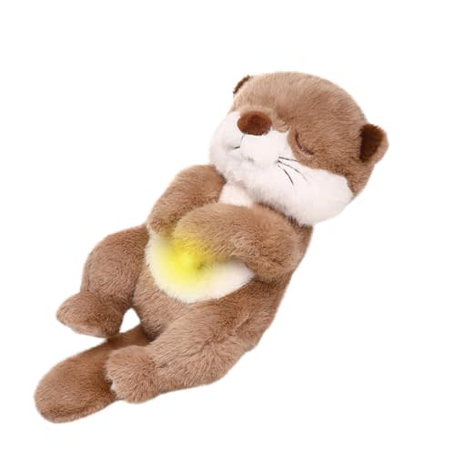 MIAODAM Soothing Otter Baby Plush Toy - Realistic Breathing, Warm Light & Soothing Music, Calming Stuffed Animal for Toddlers Ages 3+