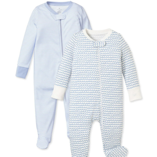 Baby's Pima Romper Duo in Blue Stripe & La Mer