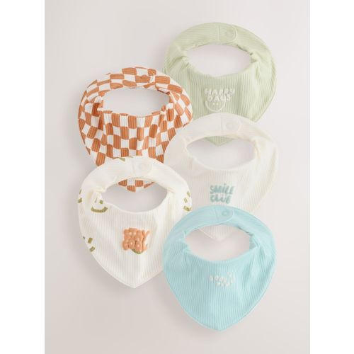 NEXT Green/Orange Baby Bibs 5 Pack