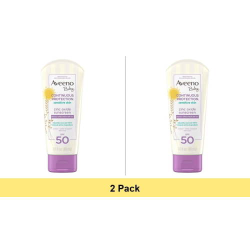 Aveeno Baby Zinc Oxide Mineral Sunscreen Lotion, SPF 50, 3 fl. oz - 2 Pack