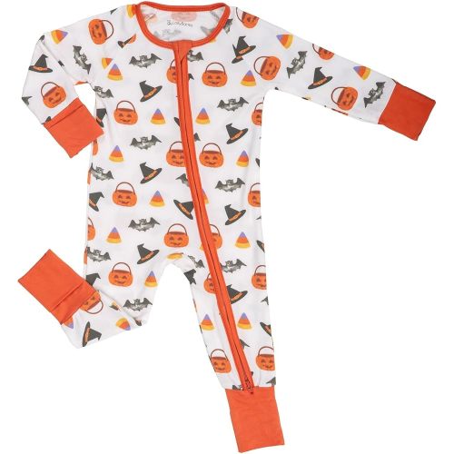 LollyBanks Baby Pajamas, 2-Way Zipper Infant Romper Neutral, 95% Viscose Made from Bamboo and 5% Spandex, Baby Sleepers 3-6 Months (Halloween Print)