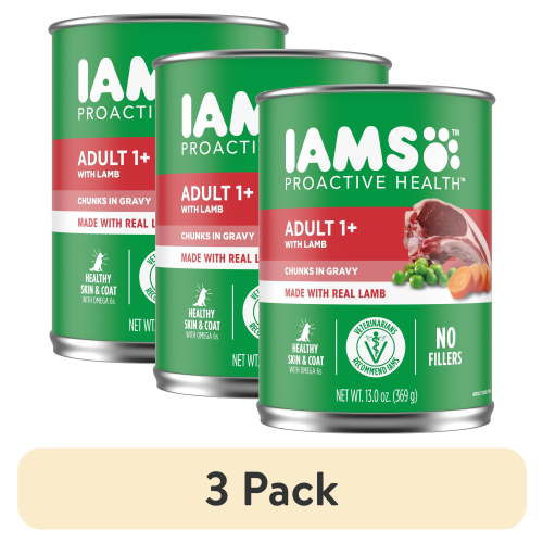 (3 pack) Iams Proactive Health Lamb Chunks In Gravy Wet Dog Food, 13 Oz Can