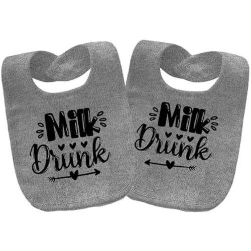 QIANWANYI Baby Twins Bibs Milk Newborn Baby Bibs Cute Unisex Bibs Set Toddler Baby Boy Girl Bibs