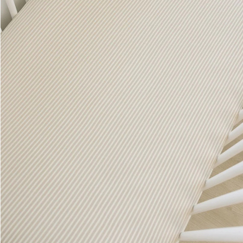 Taupe Stripe Ribbed Bamboo Stretch Crib Sheet
