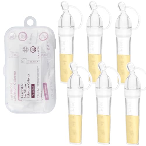 Colostrum Collector Reusable Breast Milk Collector, Heat & Freezer Resistant,BPA-Free,Portable Colostrum Container with Storage Case,Multi-Use Collector 5ml/6pcs