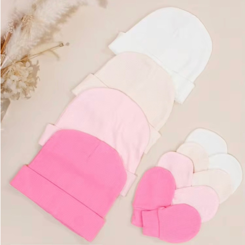 4pcs/Set Pink Newborn Hospital Hat, Baby Hat And Anti-Scratch Mittens Set, Suitable For 0-3 Months Baby Girls, Essential Infant Hat, Knit Cap And Gloves, Casual Daily Wear | SHEIN USA