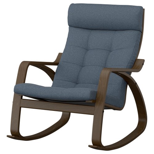 POÄNG Rocking chair - walnut effect/Gunnared blue