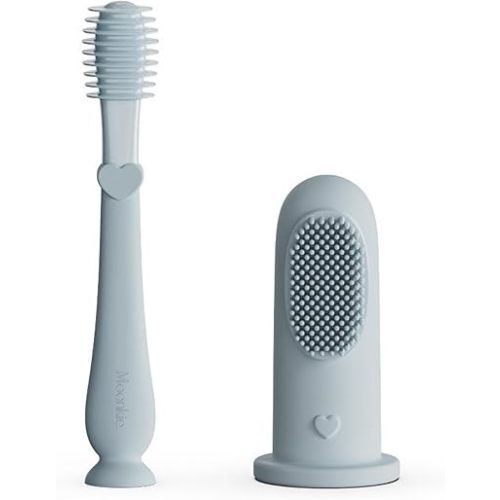 Moonkie Baby Finger Toothbrush Tongue Oral Cleaner Kit for 3 Months +, 2 Pcs (Cloud)