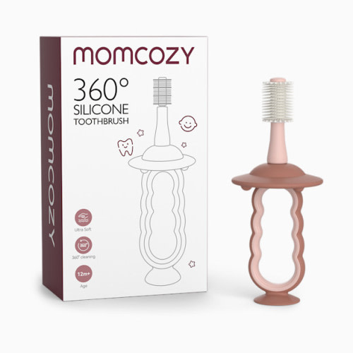 Momcozy 360 Silicone Baby Toothbrush, Toddler Toothbrush - Pink
