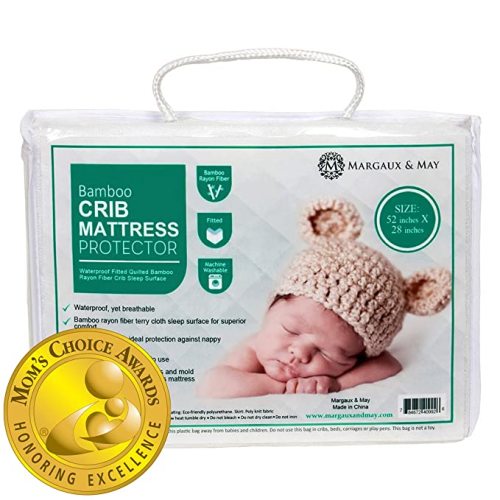 Crib Mattress Protector Pad (Mom's Choice Award Winner) - by Margaux & May - Noiseless - Dryer Friendly - Deluxe Bamboo Rayon - Fitted, Quilted - Stain Protection Baby, Infant & Toddler Cover - 52 inches X 28 inches