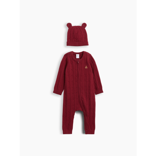 Baby Cable-Knit Hat & Sweater One-Piece Set