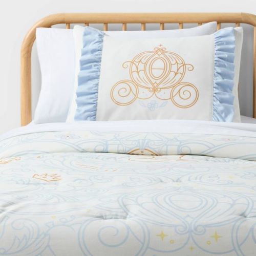 Twin Cinderella Ruffle Kids' Comforter Set Blue - The Disney Collection by Pillowfort™