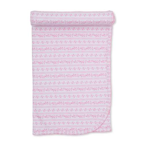 Watercolor Floral Stripes Pink Blanket