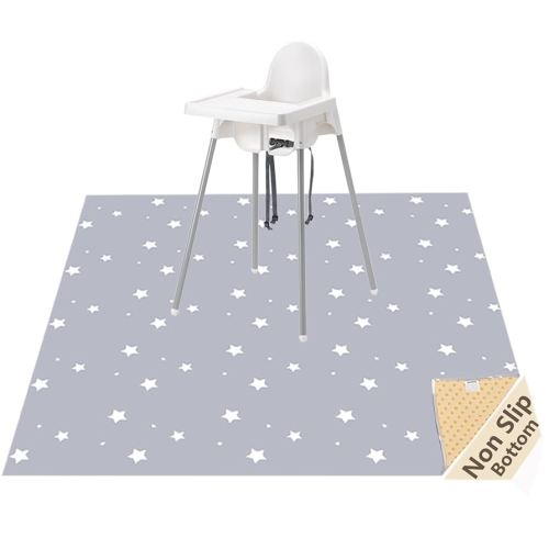 Splat Mat for Under High Chair/Arts/Crafts, WOMUMON Washable Baby Spill Mat Waterproof Anti-Slip Floor Splash Mat, Portable Play Mat and Table Cloth (Star, 51")