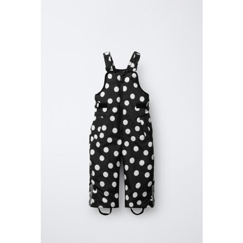 WATER-RESISTANT AND WINDPROOF POLKA DOT OVERALLS - Black | ZARA United States