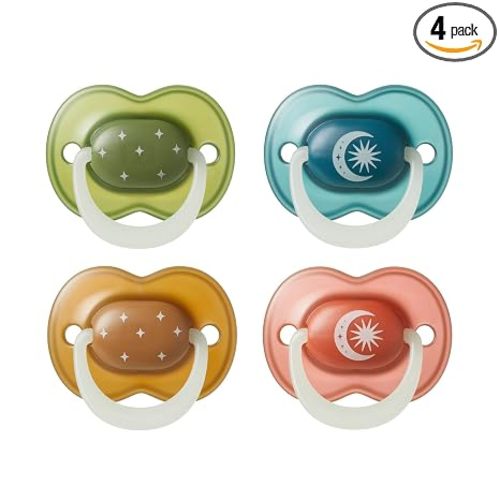 Tommee Tippee NightGlow Pacifiers, 18-36 Months, Glow in the Dark, Symmetrical Nipple, 100% BPA Free Silicone, Dishwasher and Sterilizer Safe, Twilight Tones, Pack of 4