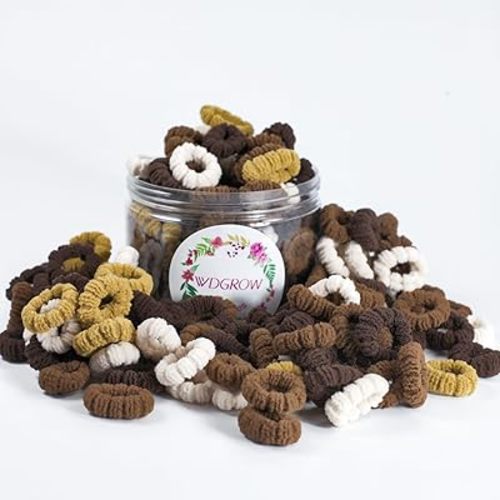 Small Hair Ties for Toddler Gilrs,Adult's Fine Hair,120pcs,No Damage Mini Hairties for Kids,Children,Soft Cotton Tiny Hair Tie,Seamless,Won't Pull Out (Brown)