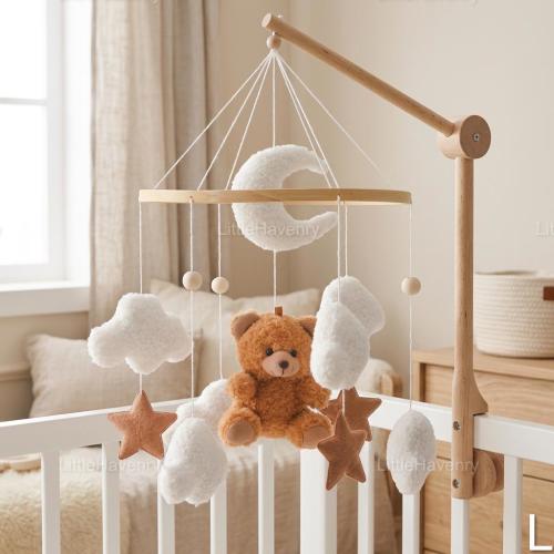 Teddy Bear Crib Mobile | Felt Hanging Accent | Woodland Room Decor | Baby Shower Gift
