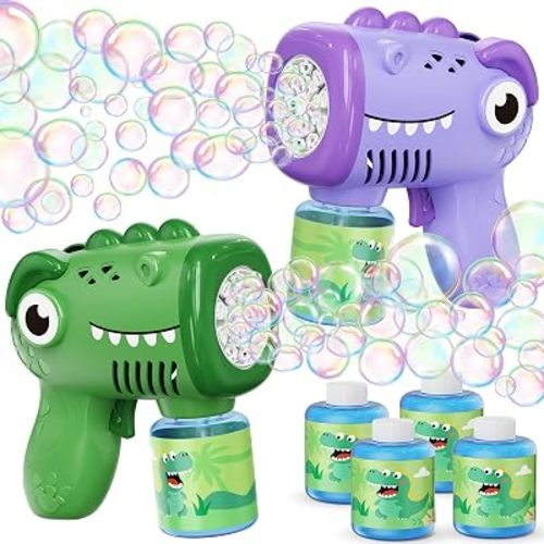 Yunaking 2 Pack Bubble Machine Gun for Kids, Toys for Ages 3-8 Boys Girls