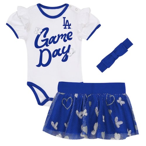 Girls Infant Los Angeles Dodgers Outerstuff Bodysuit, Headband & Skirt Set