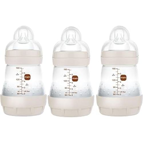 MAM Easy Start Anti-Colic Baby Bottle, Slow Flow, Breastfeeding-Like Silicone Nipple Bottle, Reduces Colic, Gas, & Reflux, Easy-to-Clean, BPA-Free, Vented Baby Bottles For Newborns, 0-3 Months