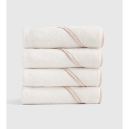 Organic Turkish Cotton Baby Hooded Towel Set 4-Pack in Soft Pink