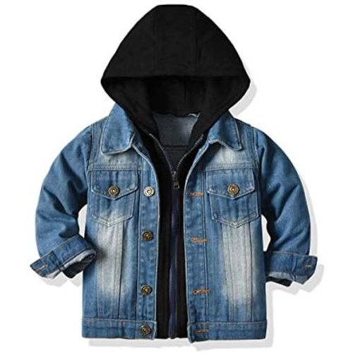 Toddler Baby Boy Girls Denim Jacket Button Down Basic Ripped Hoodie Jeans Coat Kid Cowboy Outwear Casual Clothes