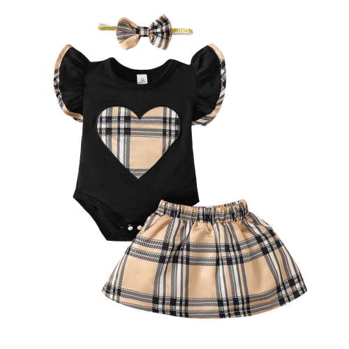 3 Months Baby Girls Clothes 6 Months Girls 3PCS Summer Outfits Set Infant Girls Sleeveless Top Skirt Set with Headband Black