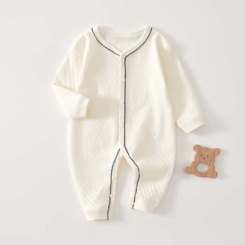 ZQUUVOU Newborn Infant Coming Home Outfits Snap Closure Long Sleeve Jumpsuits Supersoft Cotton Breathable Cozy Bodysuit White B