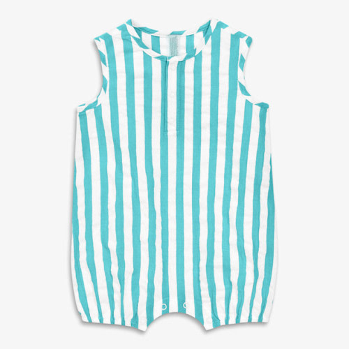 Baby Henley Tank Shortie In Seersucker Stripe