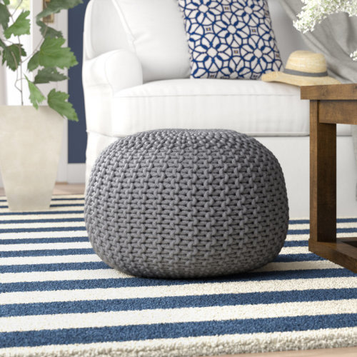 Highland Dunes Garst 20" Wide Round Pouf Ottoman & Reviews | Wayfair