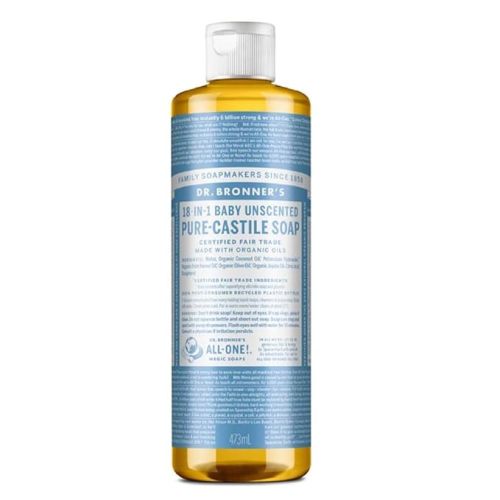 Dr. Bronner's Un-Scented Baby Mild Pure-Castile Liquid Soap, 475ml Bottle