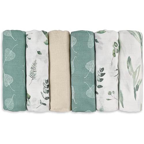 Muslin Baby Burp Cloths, Large 27 x 27 Inches Burping Cloths for Newborn Girls Boys, 6 Pack Baby Burp Rags Towel and Washcloths for Infant (Bright Colors)